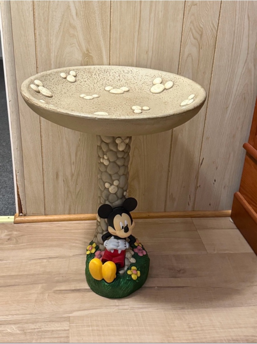 Disney Mickey Mouse Garden Bird Bath - Cream, Black, Red, Yellow, Green